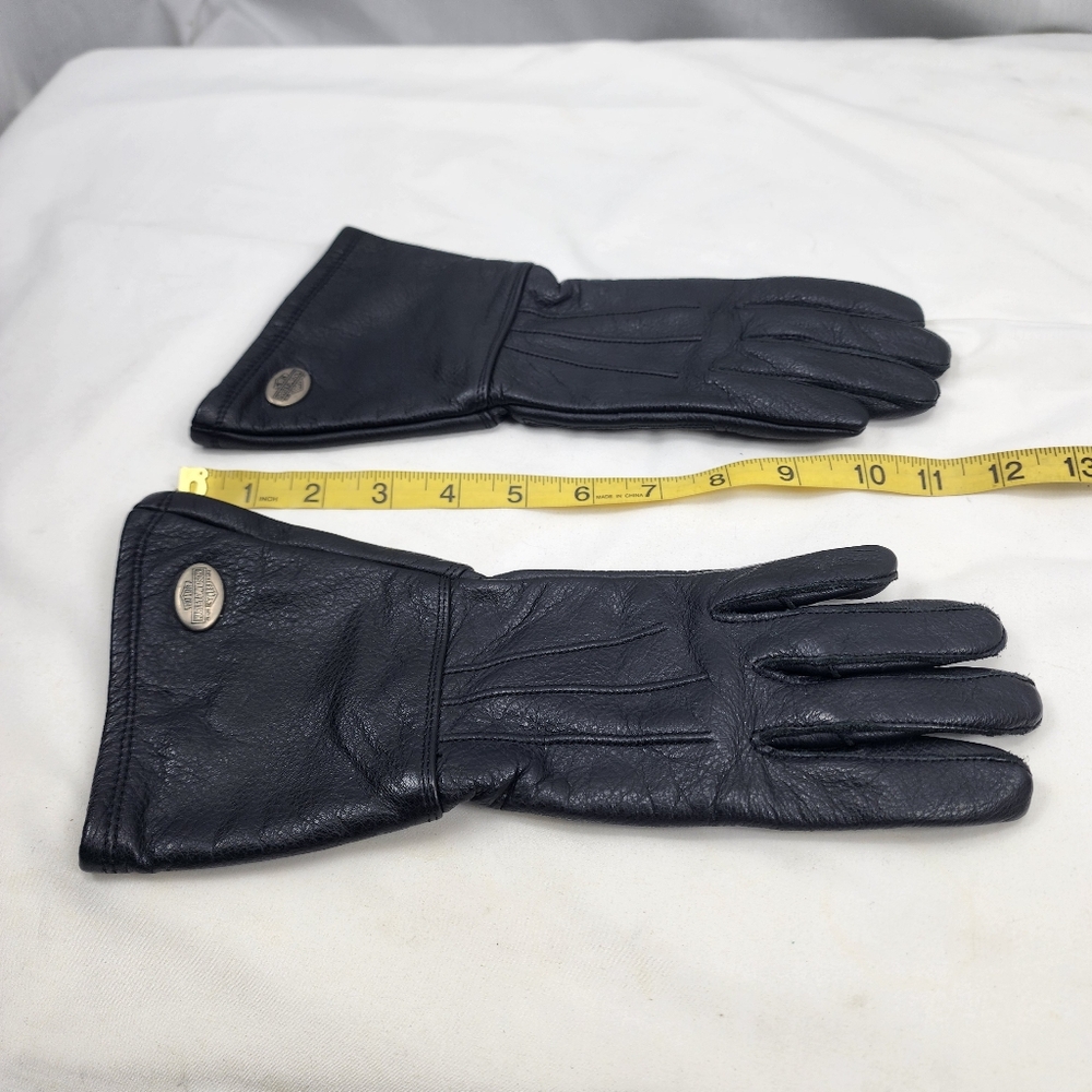 Harley-Davidson Black Leather Gloves with Metallic Details Women's Size Small - Picture 5 of 5